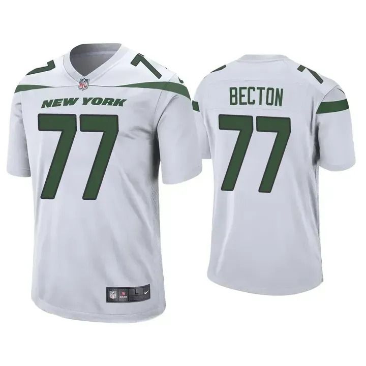 Men New York Jets 77 Mekhi Becton Nike White Player Game NFL Jersey